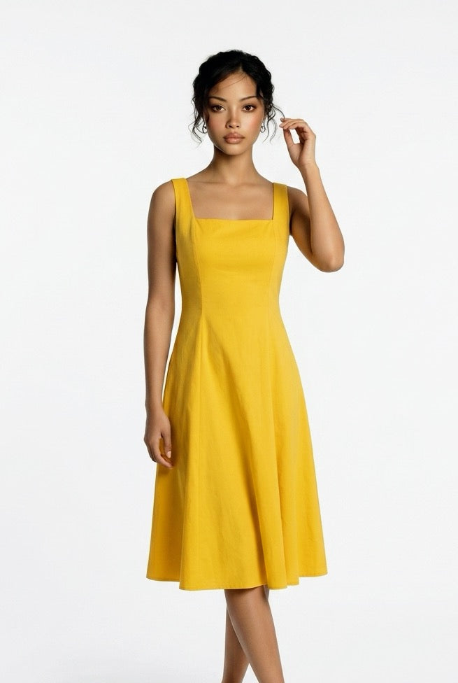 Schickes Fox MIASHY Kleid von Boutique Pepita, Detailaufnahme des eleganten Designs und Stoffmusters.