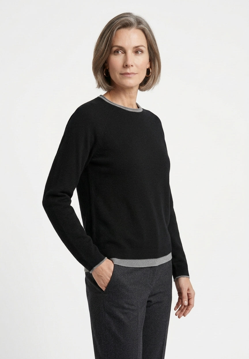 BTF-CPH Pullover BTFASTRID aus Merino und Kaschmir in Schwarz – Vorderansicht