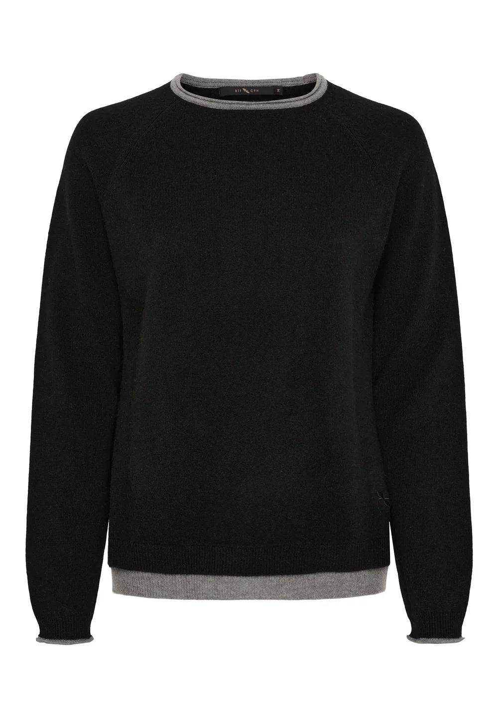 BTF-CPH Pullover BTFASTRID Schwarz – Produktbild mit Kontrast in Grau-Melange