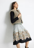 Fox's Rock LONGERO-W in Beige, Jacquard Midi-Rock mit Gummibund, Boutique Pepita Hamburg