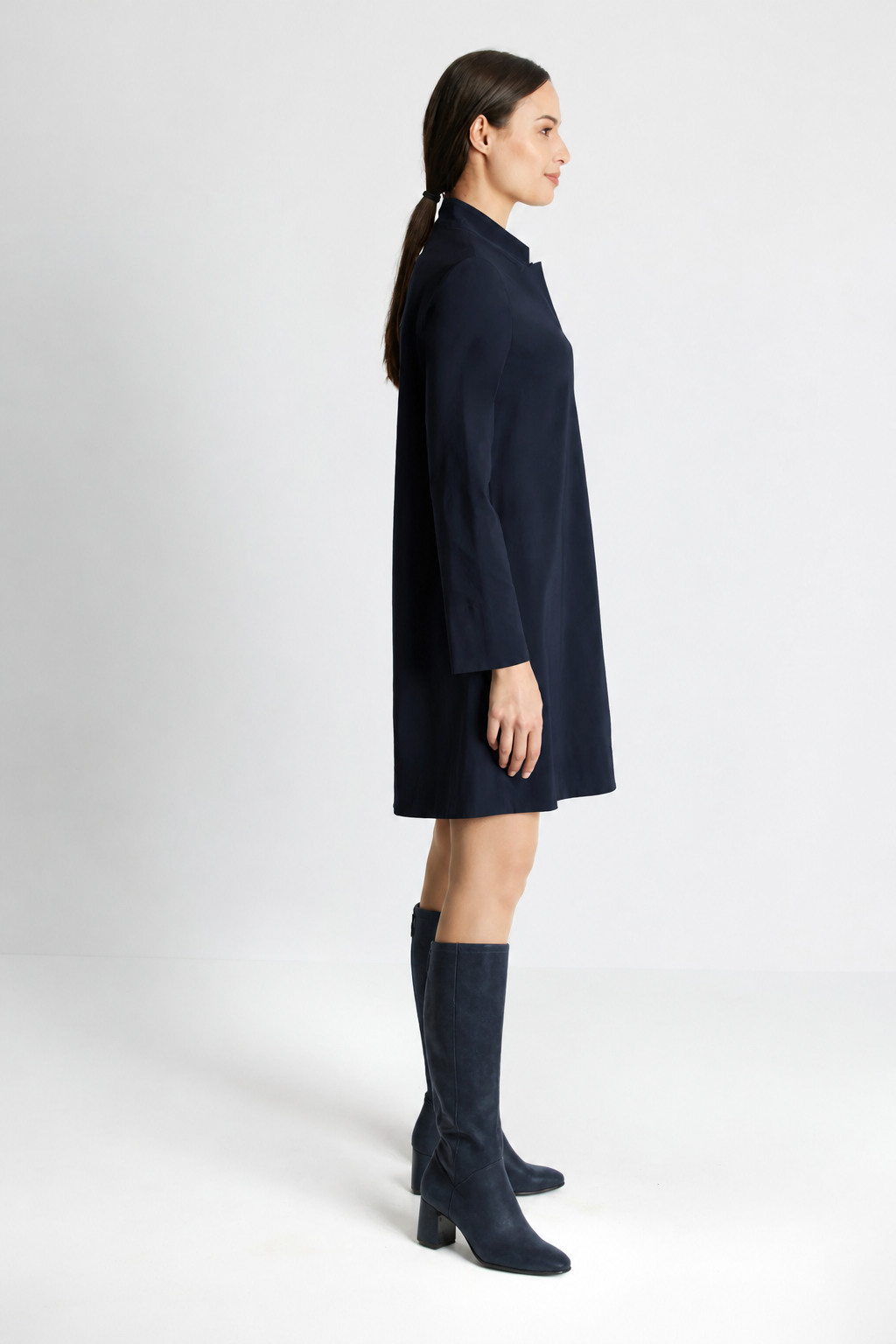Fox's Tunika-Kleid JAIZA Marineblau – Seitenansicht mit Eingrifftaschen