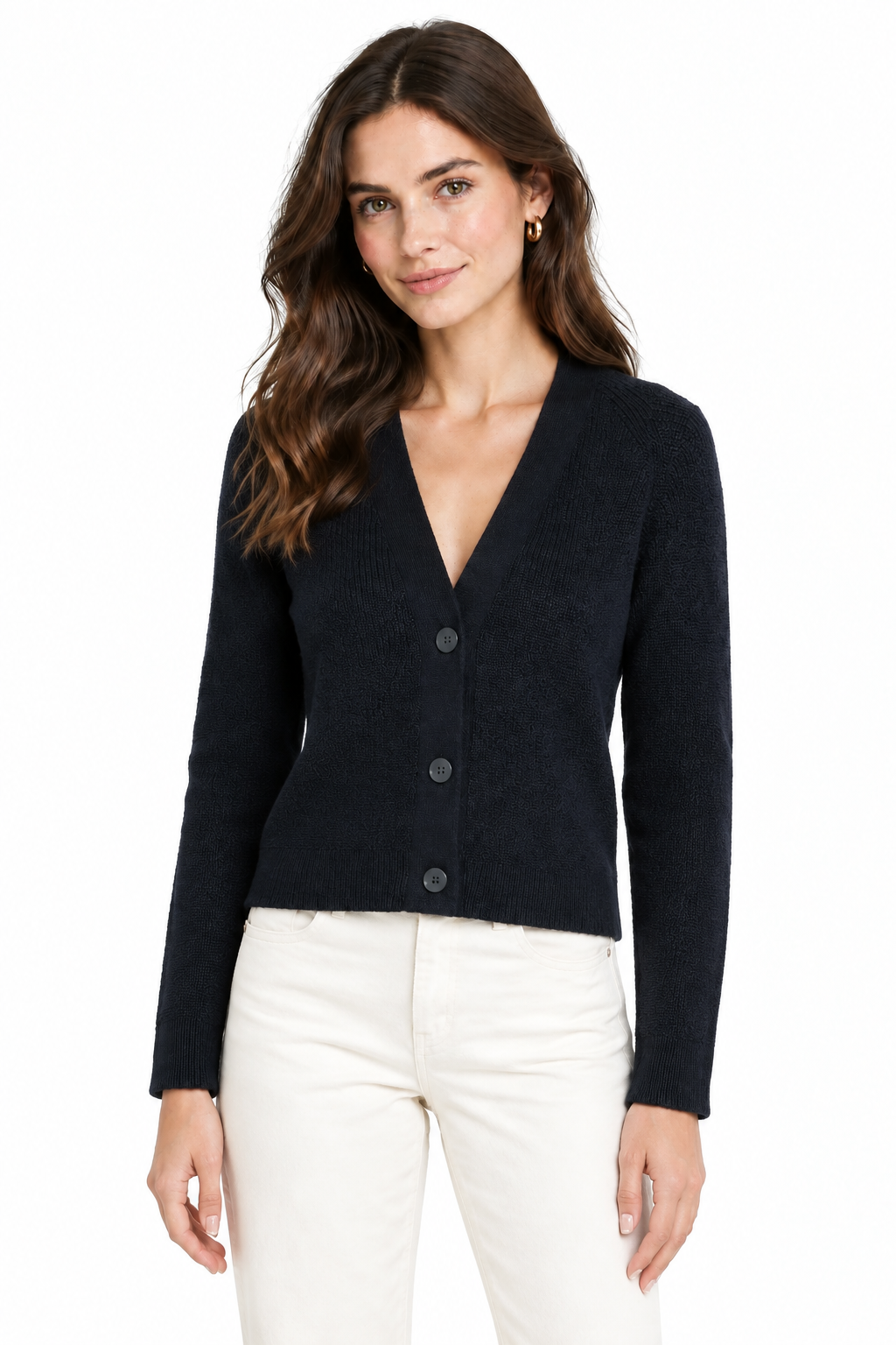 Lanius Strickjacke aus 100 % Bio-Baumwolle, gestrickter Cardigan mit Knöpfen, nachhaltige Mode in natürlicher Optik