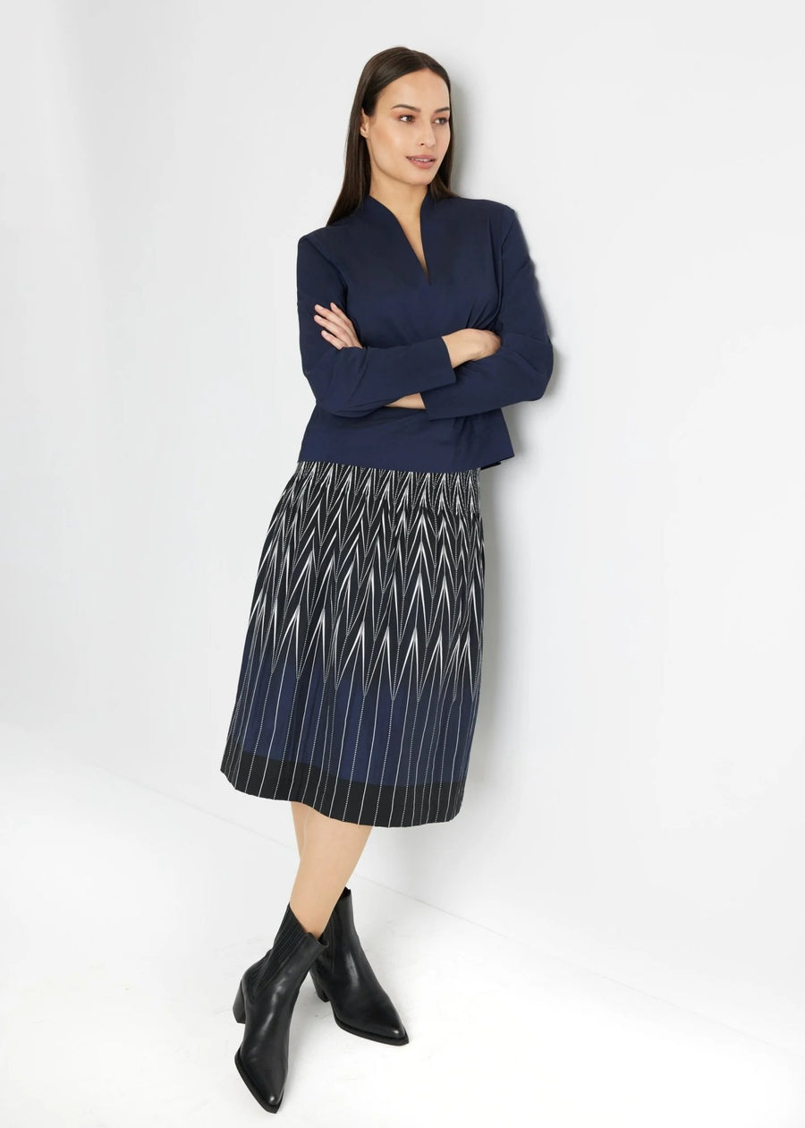 Fox's Rock LONGERO-W in Schwarz, Jacquard Midi-Rock mit Gummibund, Boutique Pepita Hamburg