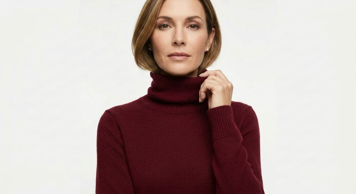 BTF-CPH Damen-Rollkragenpullover Burgundy aus Kaschmir – Ansicht 2