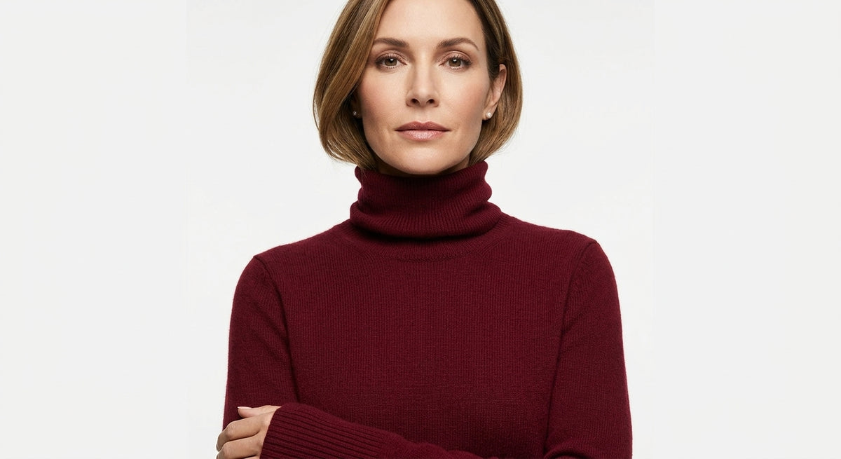 Rollkragenpullover Burgundy von BTF-CPH mit Rippbund – Ansicht 3