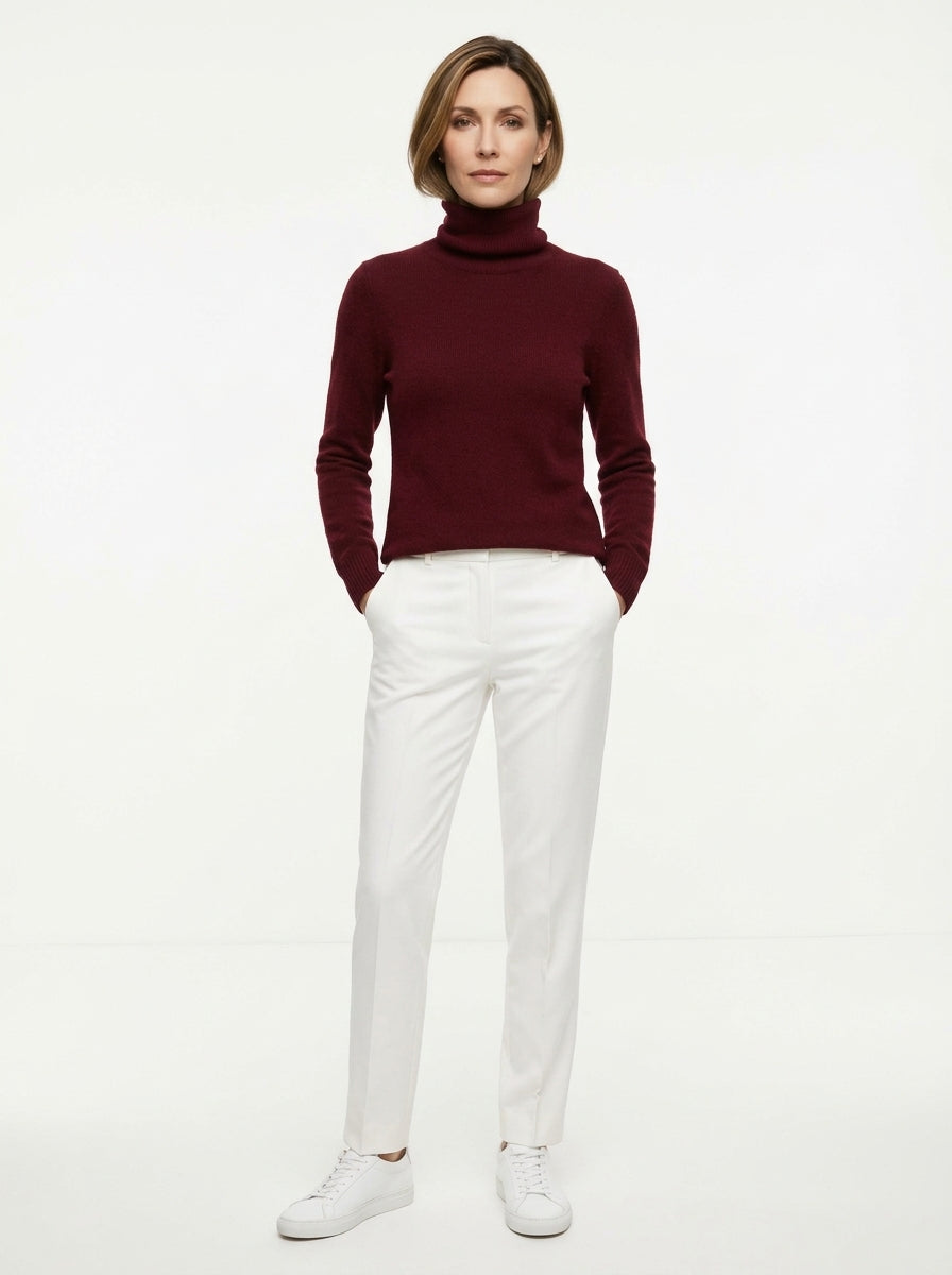 BTF-CPH Feinstrick-Rollkragenpullover Burgundy aus Kaschmir und Merinowolle – Ansicht 5