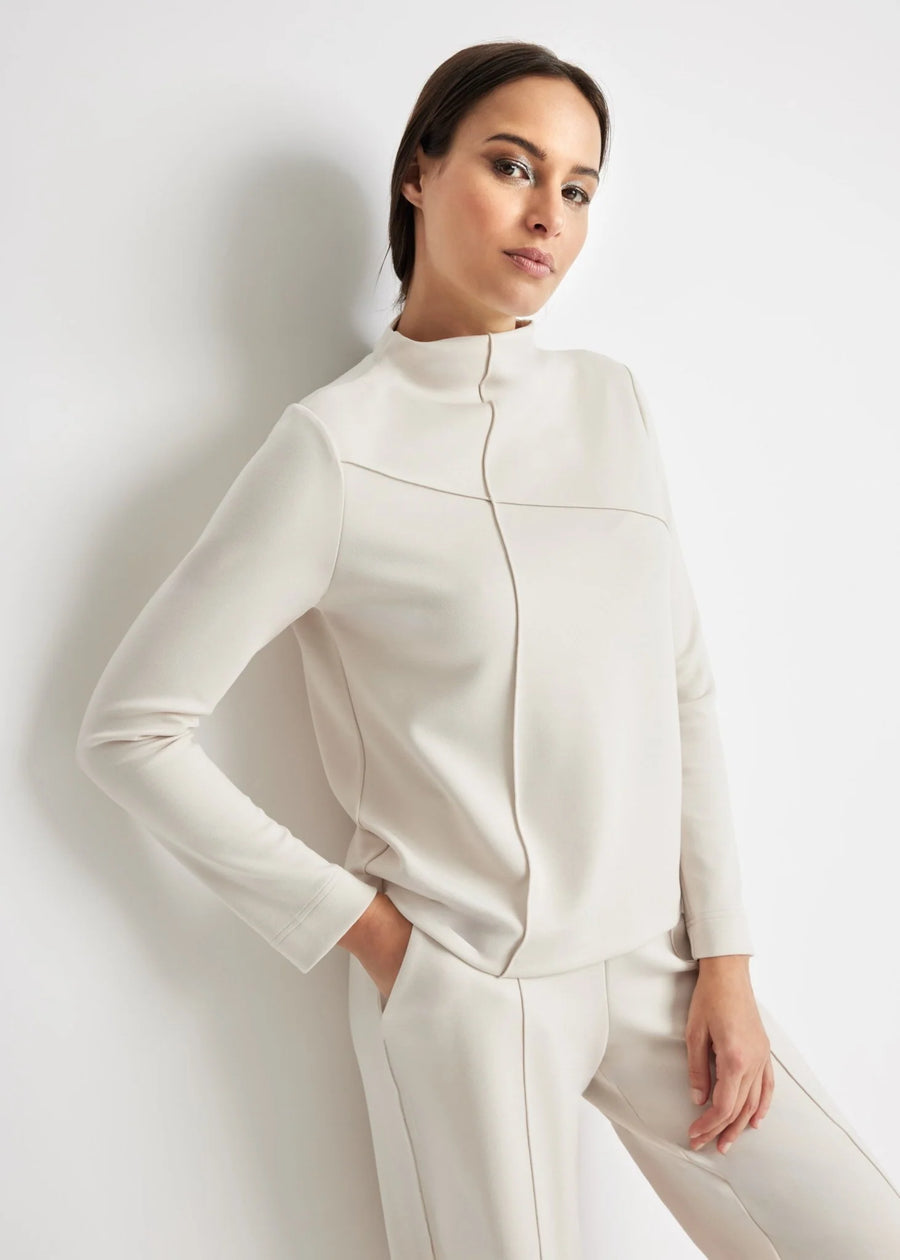 Fox's Leichtes Sweatshirt INTRONO in Beige aus Viskose-Mix mit Stehkragen, Boutique Pepita Hamburg