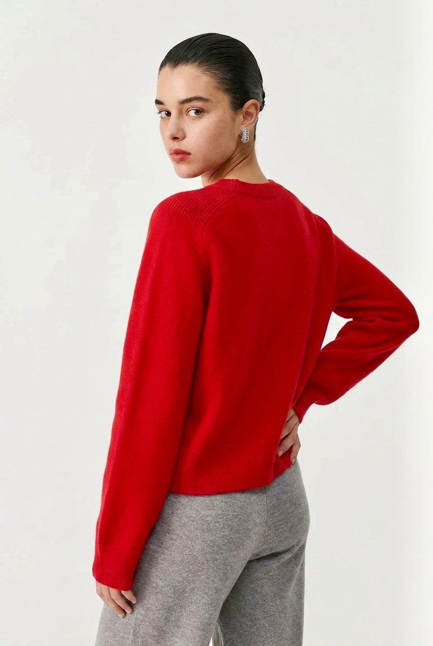 Cropped Pullover LANIUS Bio-Schurwolle GOTS – Rückenansicht