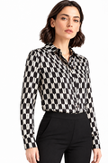 Fox's Bluse UBLUES aus 100 % Viskose mit Schwarz-Weiß-Muster, Damenmode, elegante Oberbekleidung
