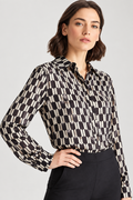 Fox's Bluse UBLUES Damen - elegante Schwarz-Weiss-Musterbluse von Boutique Pepita