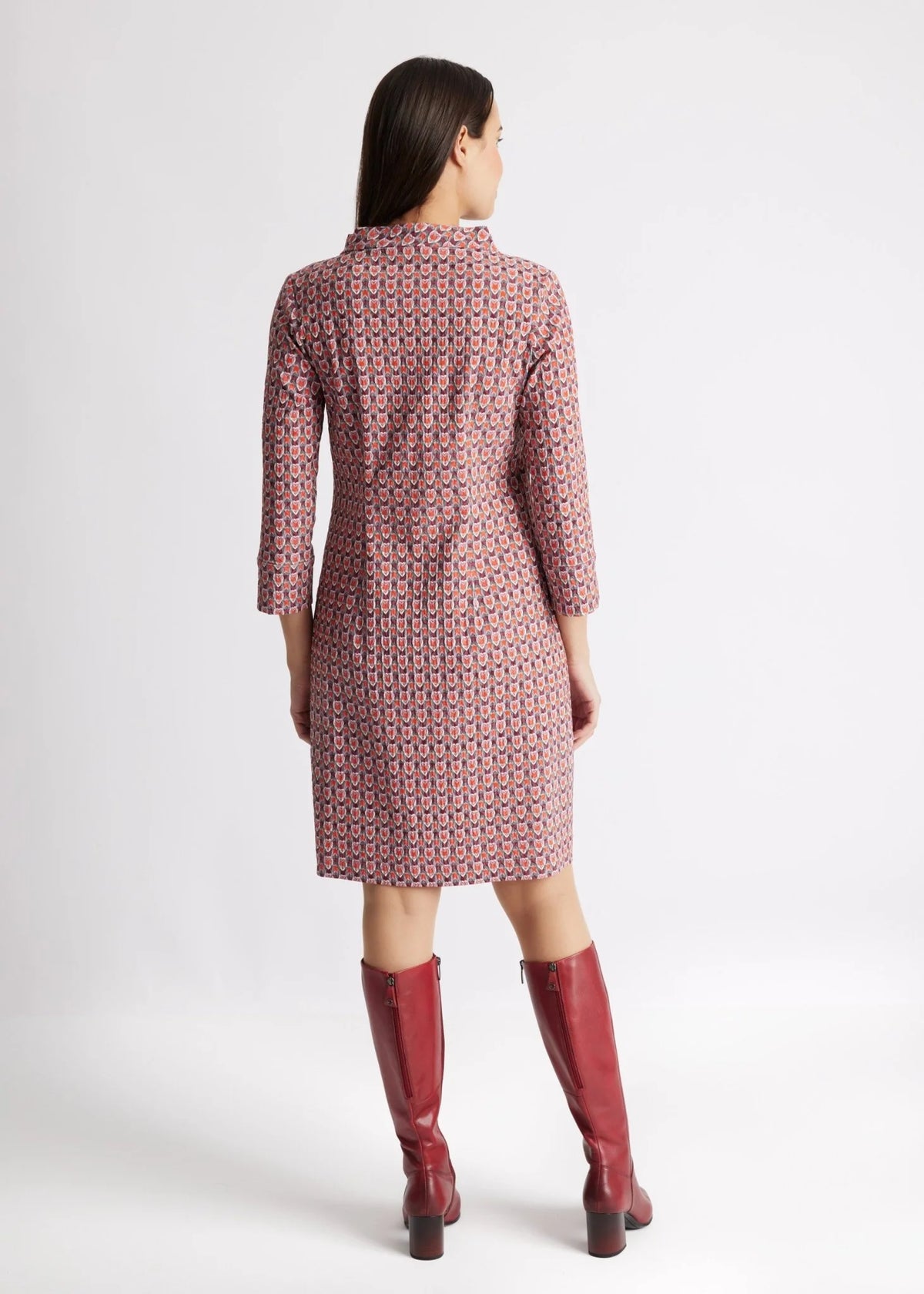 Fox's Kleid ELNYRA in Orange, Detailansicht 3/4-Arm, Boutique Pepita Hamburg