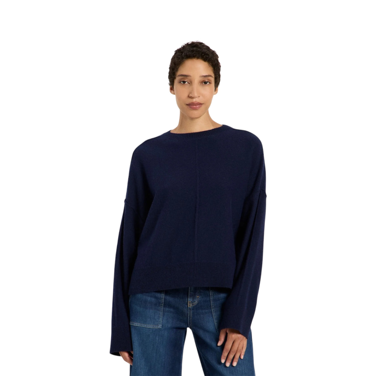 LANIUS Oversized Rundhalspullover GOTS Detailansicht