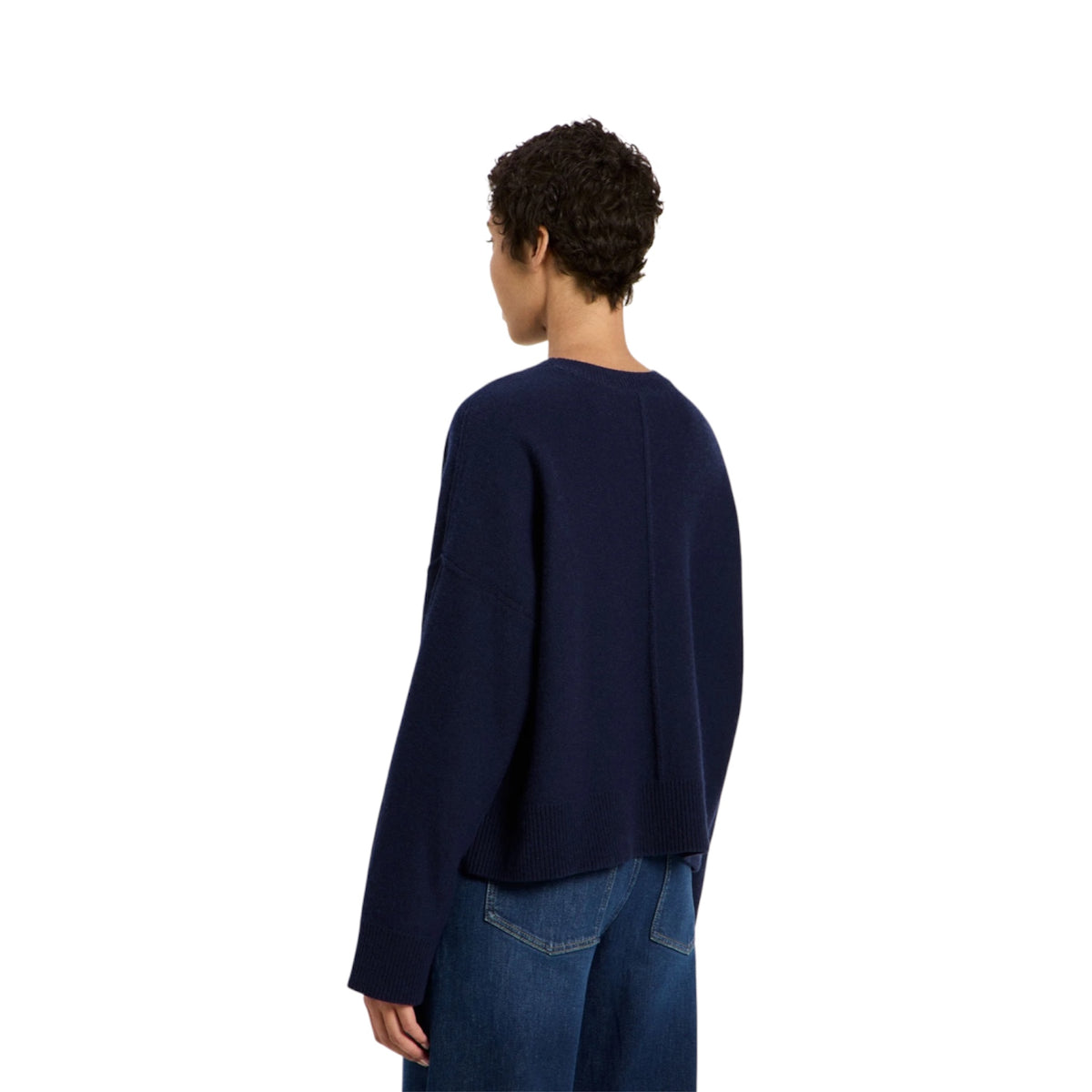LANIUS Oversized Rundhalspullover GOTS im Ganzkoerper-Look