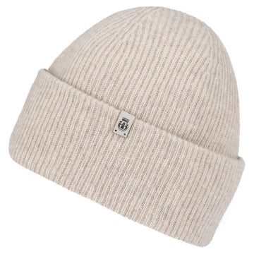 Beige Feinstrickmütze von ROECKL aus 100 % RWS-Merinowolle, elegante Mütze für kalte Tage