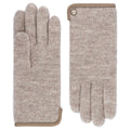 ROECKL Damen Walkhandschuhe Klassisch in Mink (Beige) aus Schurwolle, Paar mit Lederpaspel und Wappen-Emblem