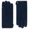 ROECKL Damen Walkhandschuhe Klassisch in Navy aus Schurwolle, Paar mit Lederpaspel und Wappen-Emblem