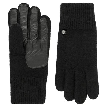 ROECKL Damen Walkhandschuhe in Schwarz mit Lederinnenhand aus Schafsleder, Paar von Innen- und Außenseite