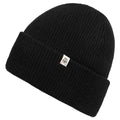 Schwarze ROECKL Manhattan Feinstrickmütze aus 100 % RWS-Merinowolle, seitliche Ansicht